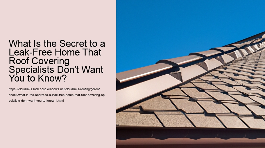 What Is the Secret to a Leak-Free Home That Roof Covering Specialists Don't Want You to Know?